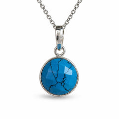 925 Silver Turquoise Gemstone Round Pendant