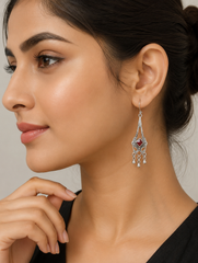 925 Sterling Silver Garnet Earrings for Women | Classic Handcrafted Jewelry | Elegant Everyday Wear