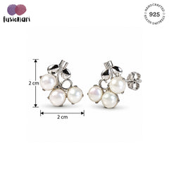 Mogra - Pearl Silver Flower Stud Earrings
