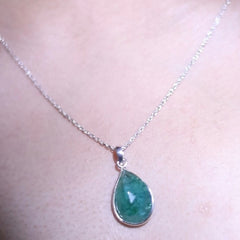 925 Sterling Silver Pendant with Natural Emerald – Gift of Elegance
