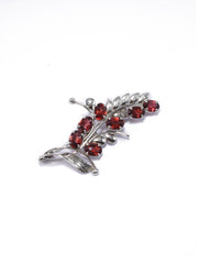 925 Sterling Silver Garnet Gemstone Leaf Brooch Pin for Women and Girls