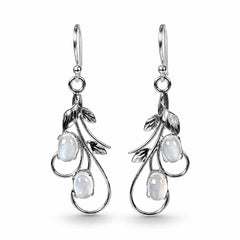 Ira - Moonstone Silver Leaf Drop Earrings