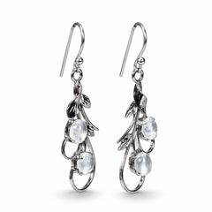 Ira - Moonstone Silver Leaf Drop Earrings