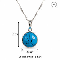 925 Silver Turquoise Gemstone Round Pendant