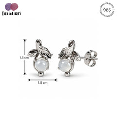 Vyom - Moonstone Silver Leaf Stud Earrings