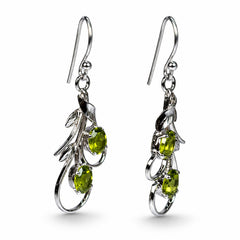 Ira - Peridot Silver Leaf Drop Earrings