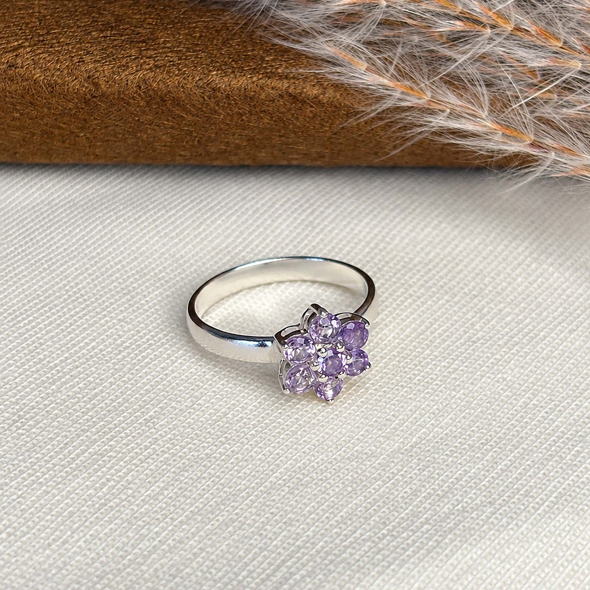 Parijat - Amethyst Silver Ring