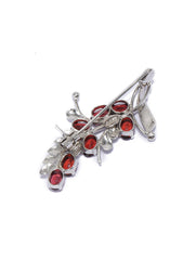 925 Sterling Silver Garnet Gemstone Leaf Brooch Pin for Women and Girls