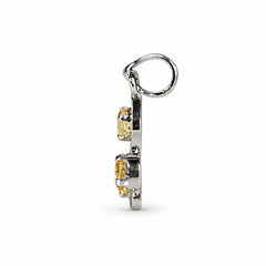 925 Silver Handmade Citrine Oval Gemstone Pendant with Leaf Curve Design