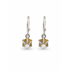 925 Sterling Silver Citrine Gemstone Drop Earrings for Women Round Golden Yellow Stone Jewelry