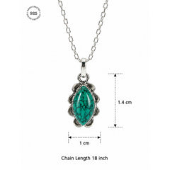 925 Sterling Silver Turquoise Gemstone Floral Design Pendant