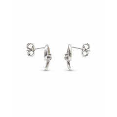 FUSIONARI 925 Sterling Silver AD Zircon Stone Leaf Stud Earrings