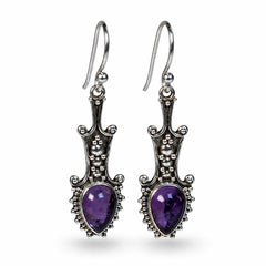 Jamuni - Amethyst Silver Teardrop Drop Earrings