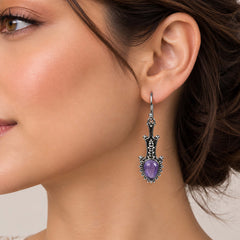 Jamuni - Amethyst Silver Teardrop Drop Earrings
