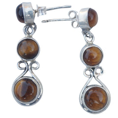 Hiranya Tiger Eye Silver Drop Earrings