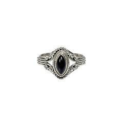 925 Silver Ring Black Onyx Oval Gemstone Cabochon Bezel Setting
