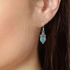 Beej – Turquoise Silver Drop Earrings