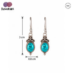 Beej – Turquoise Silver Drop Earrings