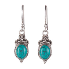 Beej – Turquoise Silver Drop Earrings