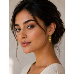 925 Sterling Silver Citrine Gemstone Drop Earrings for Women Three Stone Dangle Jewelry