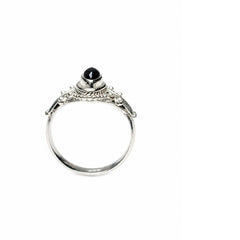 925 Silver Ring Black Onyx Oval Gemstone Cabochon Bezel Setting