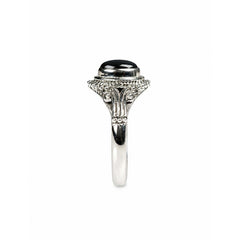 925 Silver Ring Black Onyx Oval Gemstone Cabochon Bezel Setting