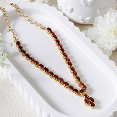 Aheli – Garnet Silver Gold Plated Necklace