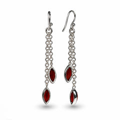 Dhara - Carnelian Silver Marquise Drop Earrings