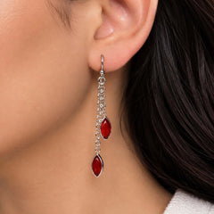 Dhara - Carnelian Silver Marquise Drop Earrings