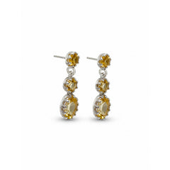 925 Sterling Silver Citrine Gemstone Drop Earrings for Women Three Stone Dangle Jewelry