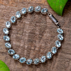 Fusionari 925 Sterling Silver Blue Topaz Bracelet for Women | Elegant Gemstone Bracelet for Daily & Party Wear