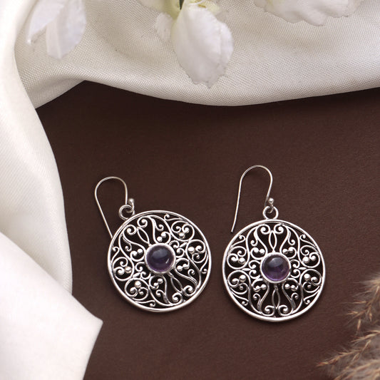 Fusionari 925 Sterling Silver Amethyst Earrings for Women | Purple Gemstone Jewelry | Handcrafted Luxury Gift