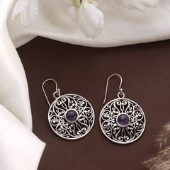 Fusionari 925 Sterling Silver Amethyst Earrings for Women | Purple Gemstone Jewelry | Handcrafted Luxury Gift