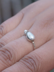 925 Sterling Silver Pearl Ring for Women Handmade Gemstone Ring Adjustable Statement Jewelry Birthday Gift