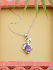 925 Sterling Silver Amethyst Pendant  Handmade Gemstone Necklace for Women Elegant Jewelry Gift