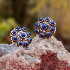 925 Sterling Silver Lapis Lazuli Earrings for Women | Authentic Silver Jewelry | Handcrafted Elegant Gift