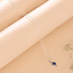 Fusionari 925 Sterling Silver Blue Sapphire Pendant Necklace for Women with 18" Chain | Handmade Luxury Jewelry | Deep Blue Gemstone | Elegant Gift