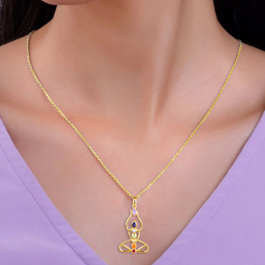 925 Sterling Silver Seven Chakra Gemstone Pendant