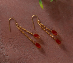 925 Sterling Silver Carnelian Earrings with 2.5 Micron Gold Plating | Handmade Gemstone Earrings for Women | Party Wear Jewelry