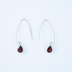 925 Sterling Silver Garnet Earrings for Women | Gemstone Earrings | Handmade Silver Jewelry | Elegant Daily Wear Gift