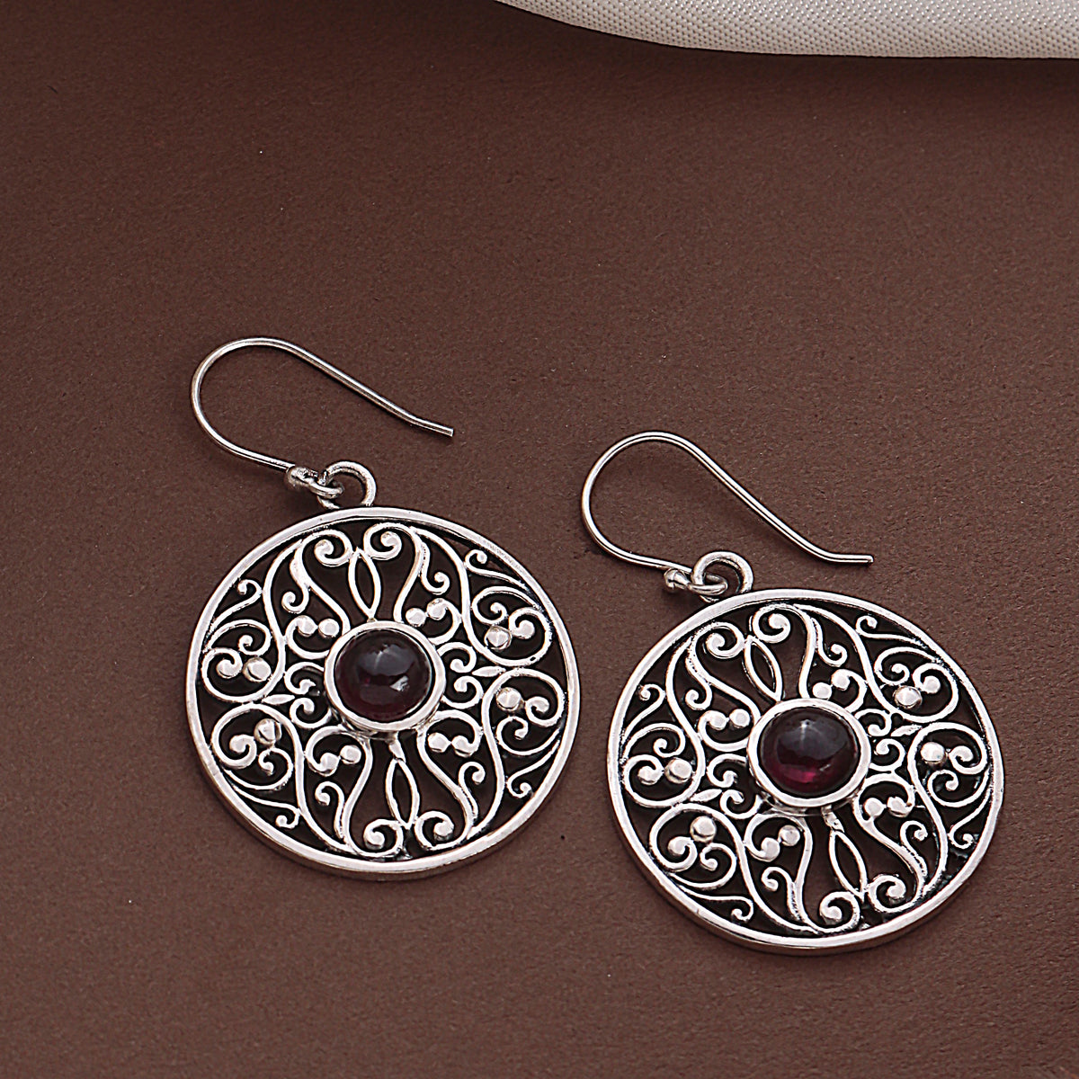 925 Sterling Silver Garnet Earrings for Women | Deep Red Gemstone January Birthstone