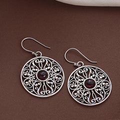 925 Sterling Silver Garnet Earrings for Women | Deep Red Gemstone January Birthstone