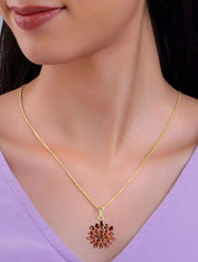 925 Sterling Silver Gold Plated Garnet Pendant for Women | Gemstone Pendant | Handmade Jewelry | Elegant Daily Wear Gift