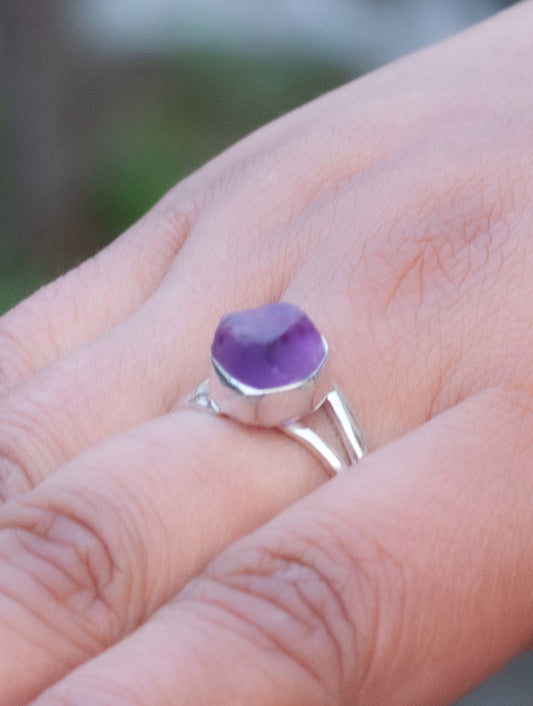 925 Sterling Silver Amethyst Ring for Women Handmade Gemstone Ring Adjustable Statement Jewelry Birthday Gift