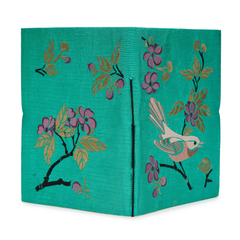 Handcrafted Embroidered Journal with Handmade Paper Fabric Cover & Bahi Khata Closure Diary for Writing Sketching & Gifting | Sky Blue | 8 x 5 inches