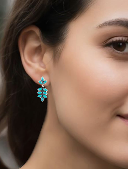 925 Sterling Silver Turquoise Earrings for Women | Gemstone Earrings | Handmade Silver Jewelry | Elegant Daily Wear Gift