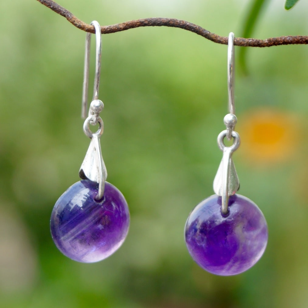 925 Sterling Silver Amethyst Earrings for Women | Handcrafted Blue Gemstone Jewelry | Bohemian Artistic Design