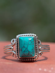 925 Sterling Silver Turquoise Ring for Women Handmade Gemstone Ring Adjustable Statement Jewelry Birthday Gift