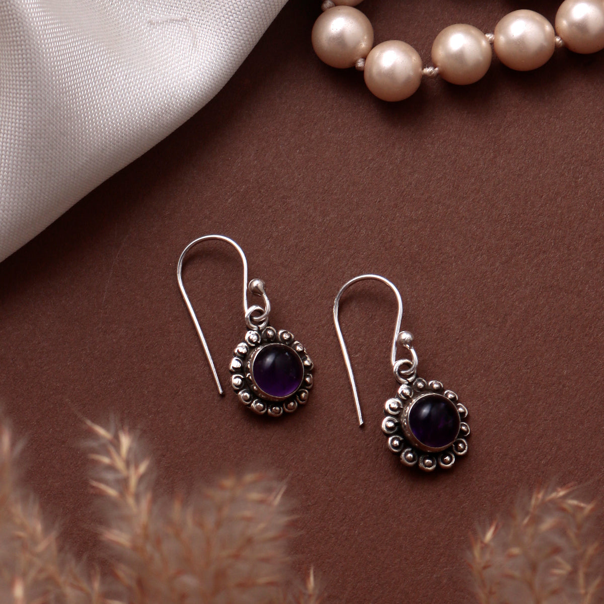 925 Sterling Silver Amethyst Gemstone Earrings for Women | Hand Craft Jewellary|