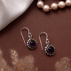 925 Sterling Silver Amethyst Gemstone Earrings for Women | Purple Birthstone Gift